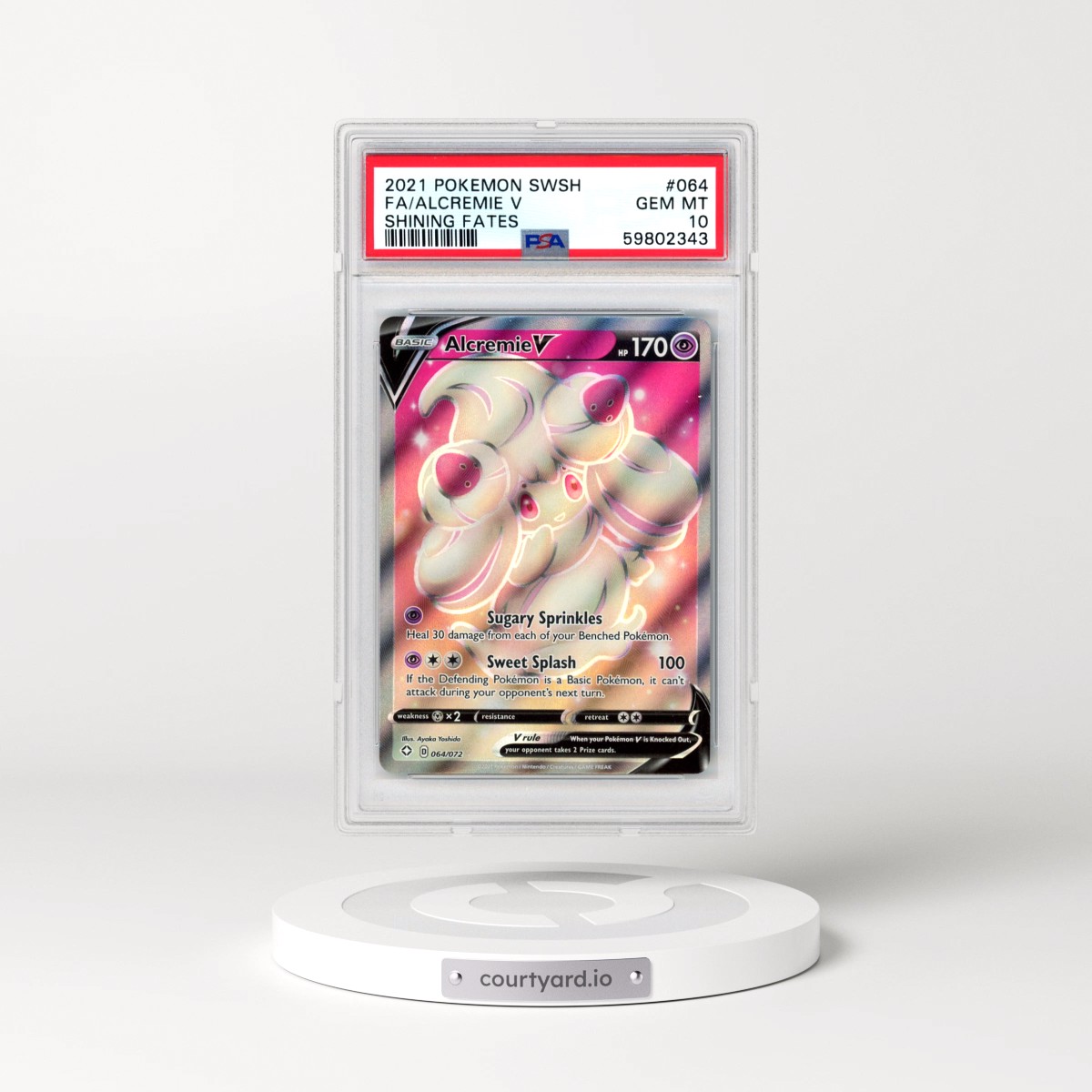 2021 Pokémon Sword & Shield Shining Fates #064 Alcremie V - Holo Full Art (PSA 10 GEM MINT)