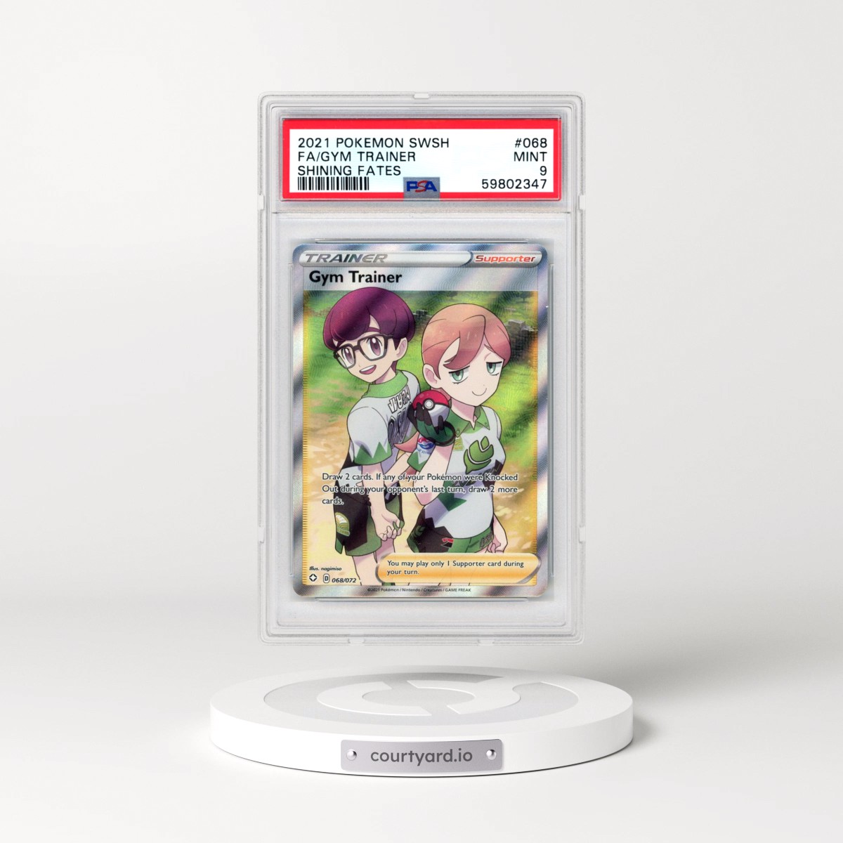 2021 Pokémon Sword & Shield Shining Fates #068 Gym Trainer - Full Art (PSA 9 MINT)