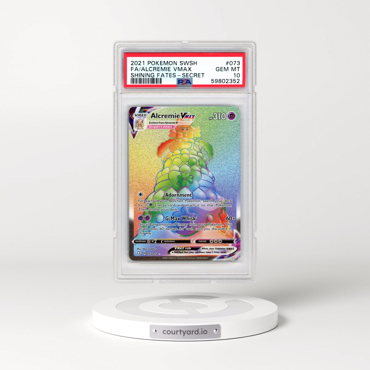 2021 Pokémon Sword & Shield Shining Fates #073 Alcremie Vmax - Full Art Secret (PSA 10 GEM MINT)