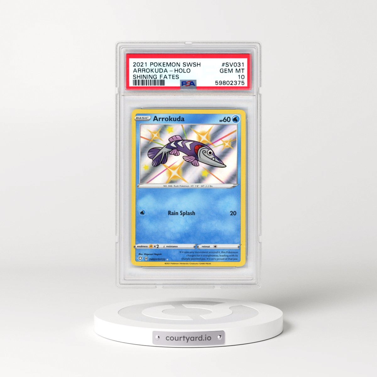 2021 Pokémon Sword & Shield Shining Fates #SV031 Arrokuda - Holo (PSA 10 GEM MINT)