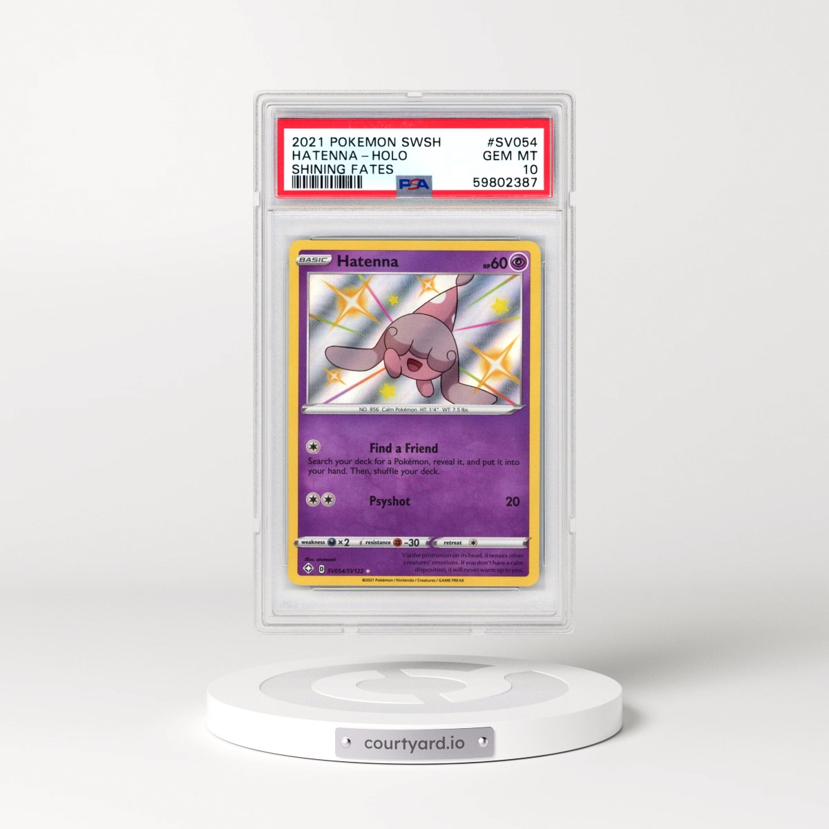 2021 Pokémon Sword & Shield Shining Fates #SV054 Hatenna - Holo (PSA 10 GEM MINT)