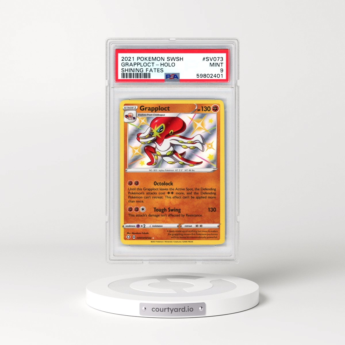 2021 Pokémon Sword & Shield Shining Fates #SV073 Grapploct - Holo (PSA 9 MINT)