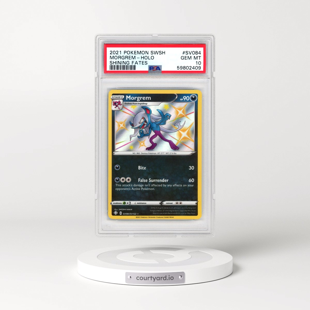2021 Pokémon Sword & Shield Shining Fates #SV084 Morgrem - Holo (PSA 10 GEM MINT)