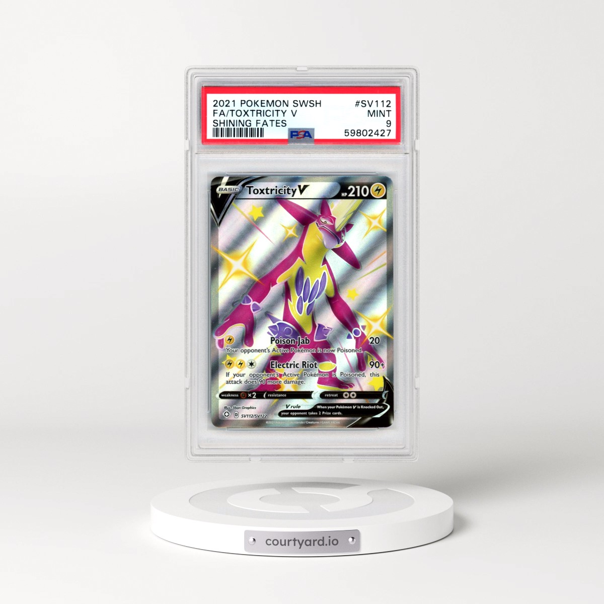 2021 Pokémon Sword & Shield Shining Fates #SV112 Toxtricity V - Holo Full Art (PSA 9 MINT)