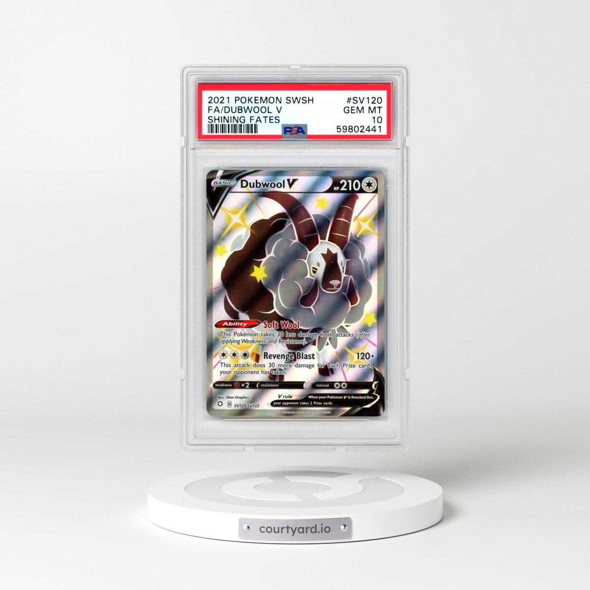 2021 Pokémon Sword & Shield Shining Fates #SV120 Dubwool V - Holo Full Art (PSA 10 GEM MINT)