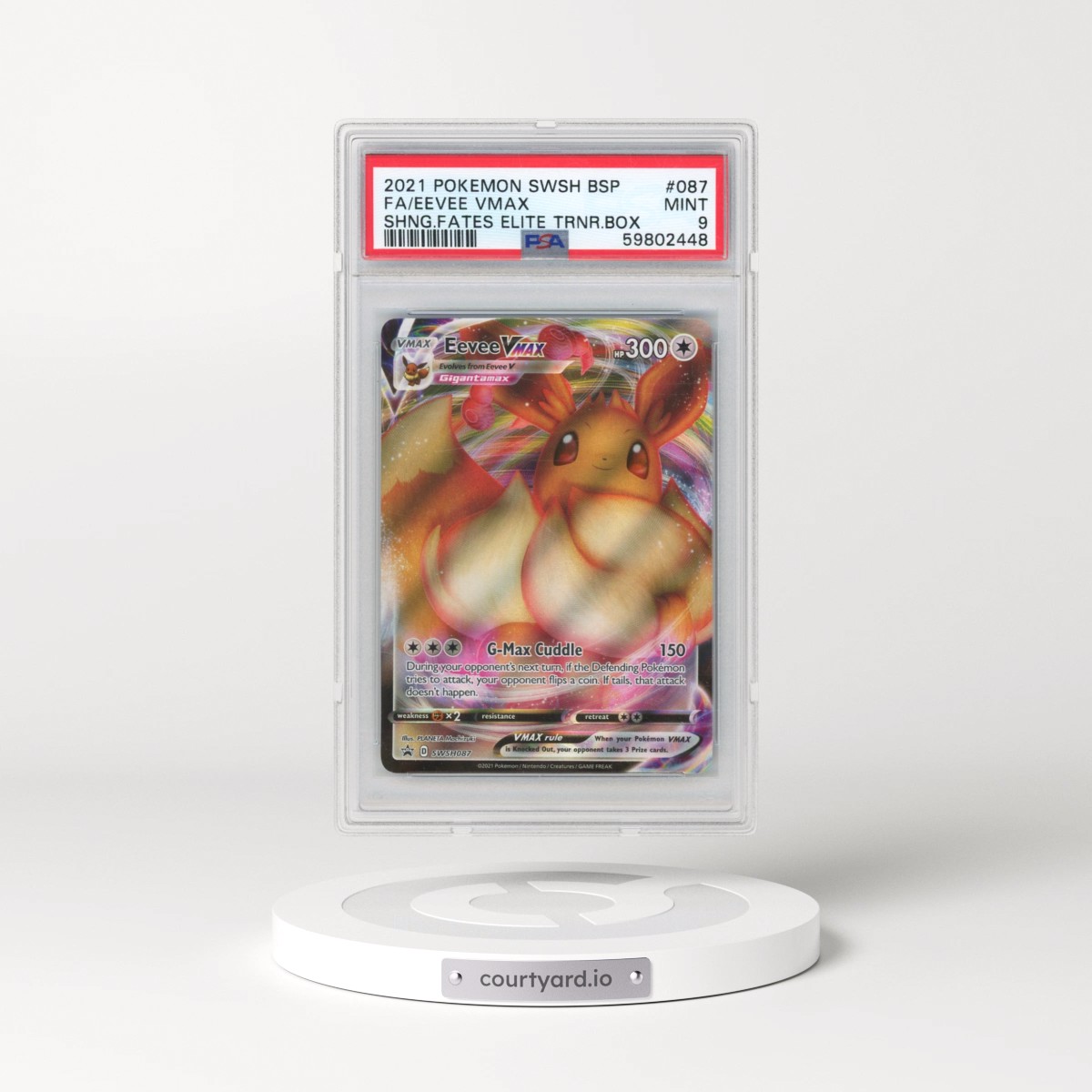 2021 Pokémon Swsh Black Star Promo #087 Eevee Vmax - Full Art Shining Fates Elite Trainer Box (PSA 9 MINT)