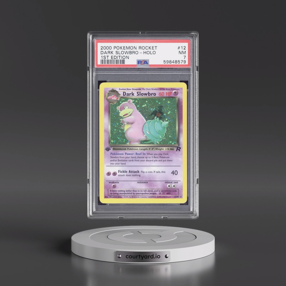 2000 Pokémon Rocket #12 Dark Slowbro - 1st Edition Holo (PSA 7 NM)