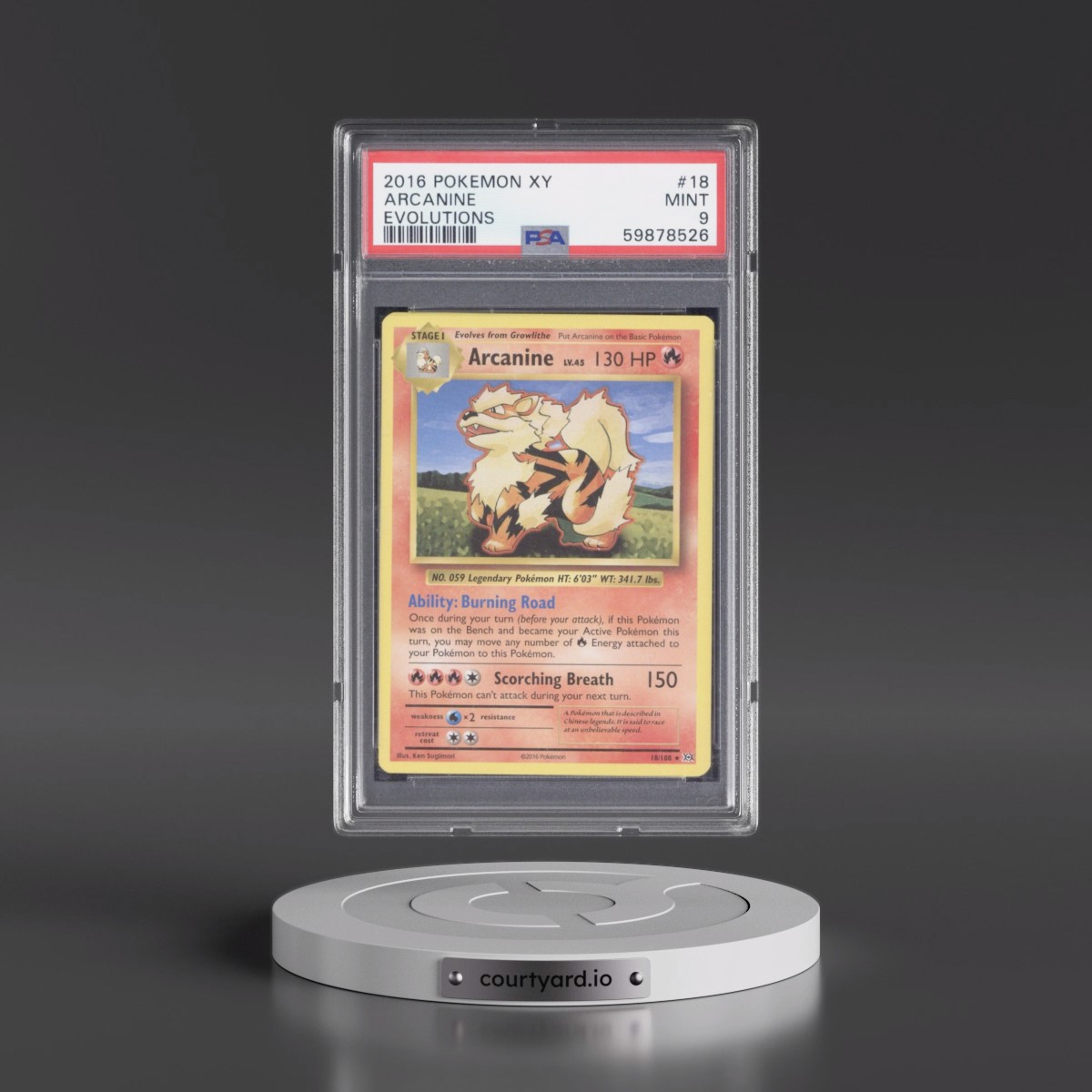2016 Pokémon XY Evolutions #18 Arcanine (PSA 9 MINT)