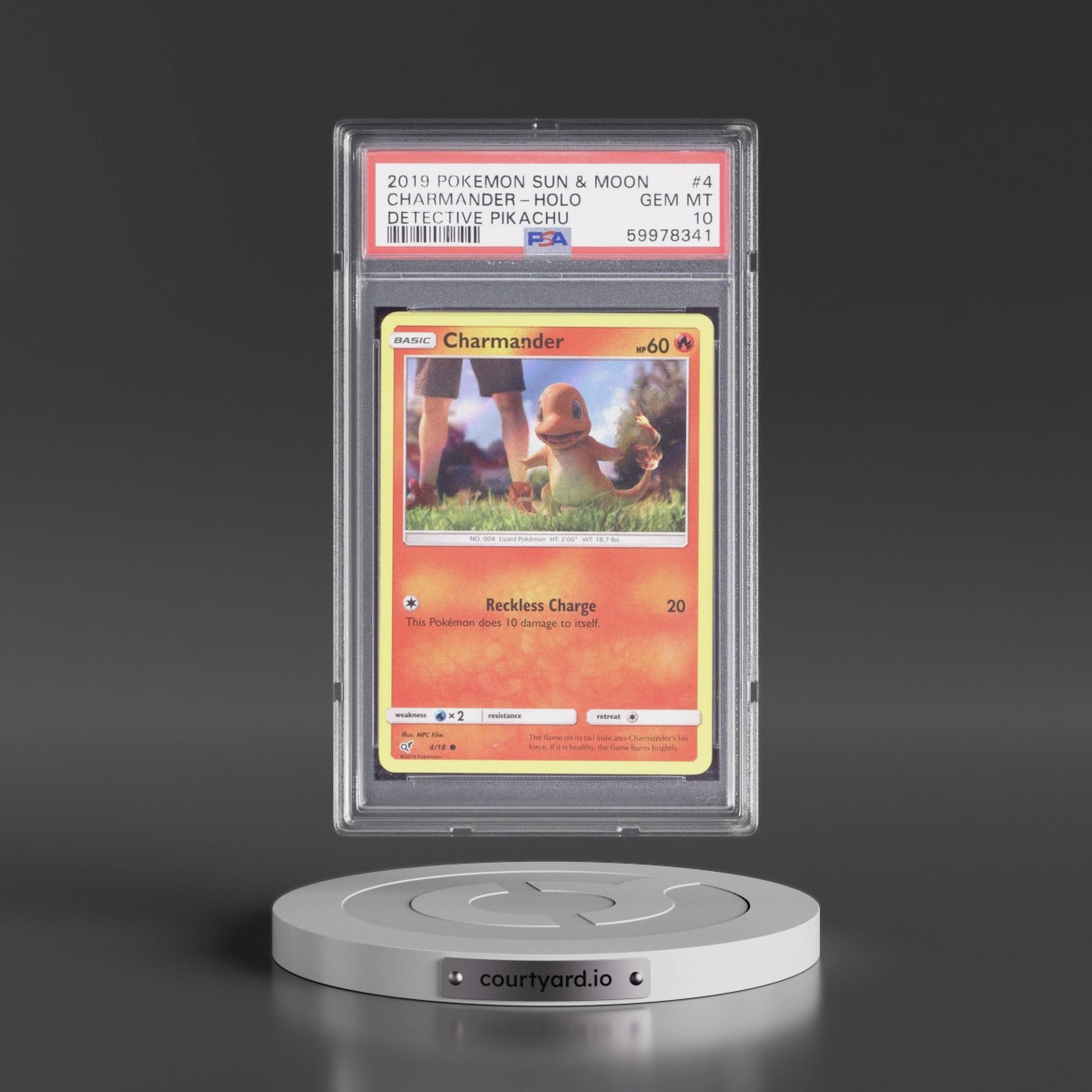 2019 Pokémon Sun & Moon Detective Pikachu #4 Charmander - Holo (PSA 10 GEM MINT)
