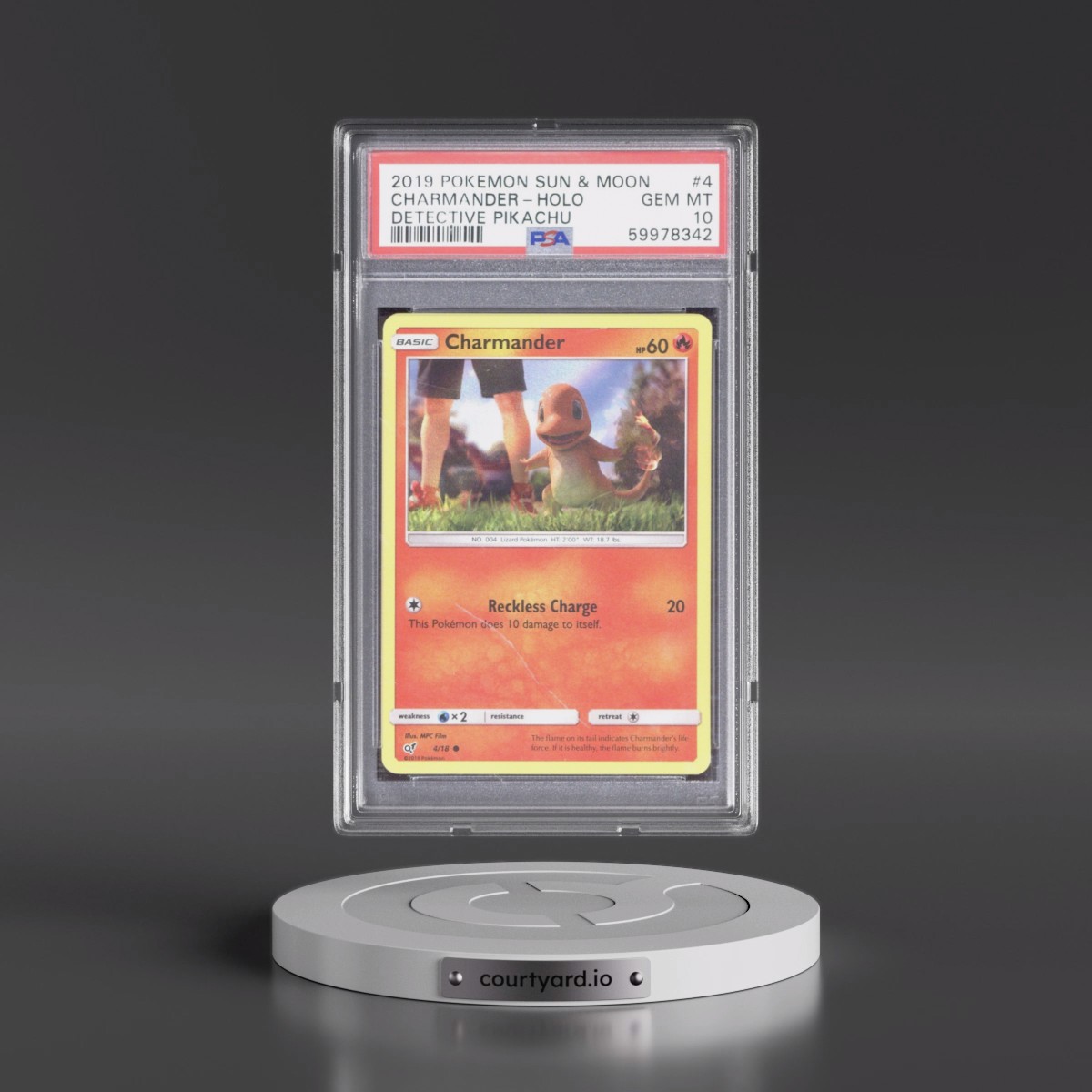 2019 Pokémon Sun & Moon Detective Pikachu #4 Charmander - Holo (PSA 10 GEM MINT)