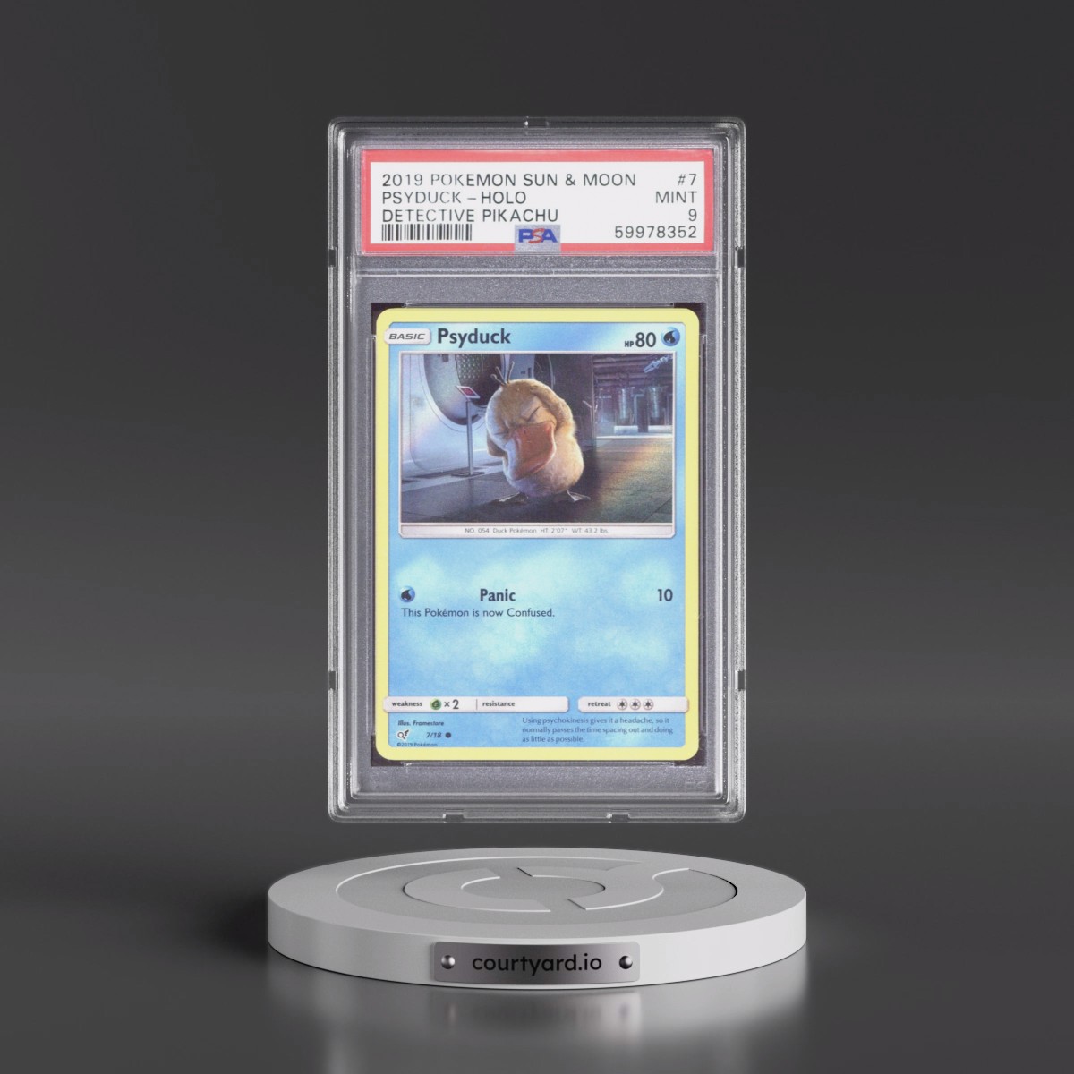 2019 Pokémon Sun & Moon Detective Pikachu #7 Psyduck - Holo (PSA 9 MINT)