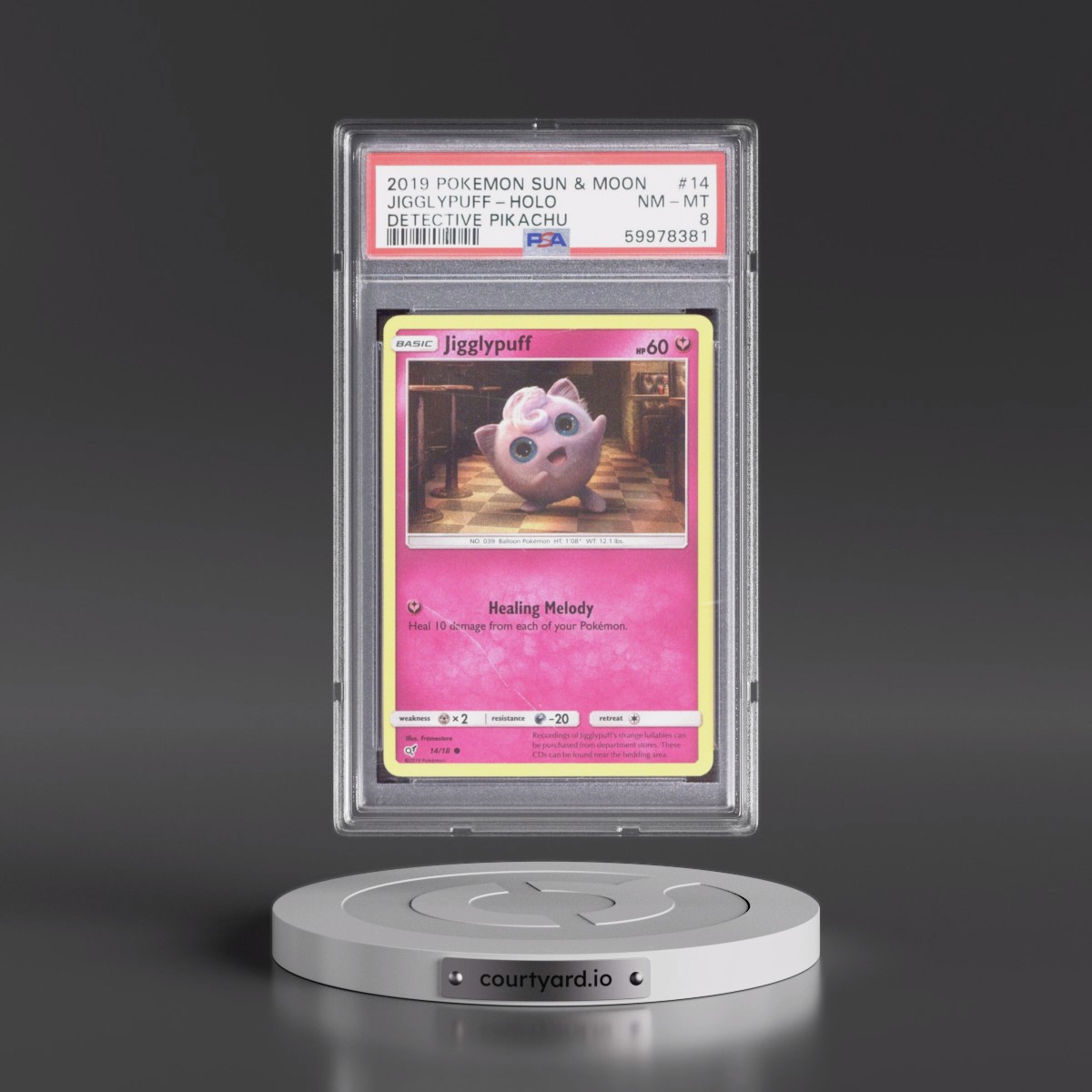 2019 Pokémon Sun & Moon Detective Pikachu #14 Jigglypuff - Holo (PSA 8 NM-MT)