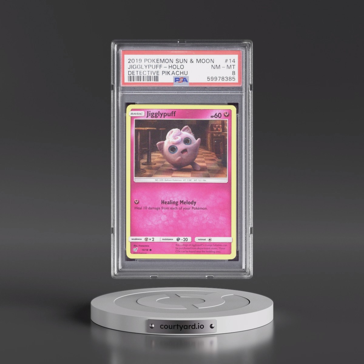 2019 Pokémon Sun & Moon Detective Pikachu #14 Jigglypuff - Holo (PSA 8 NM-MT)