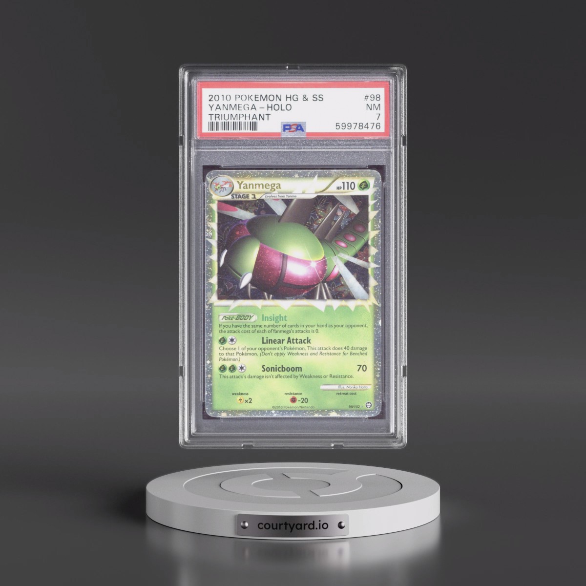 2010 Pokémon Heartgold & Soulsilver Triumphant #98 Yanmega - Holo (PSA 7 NM)