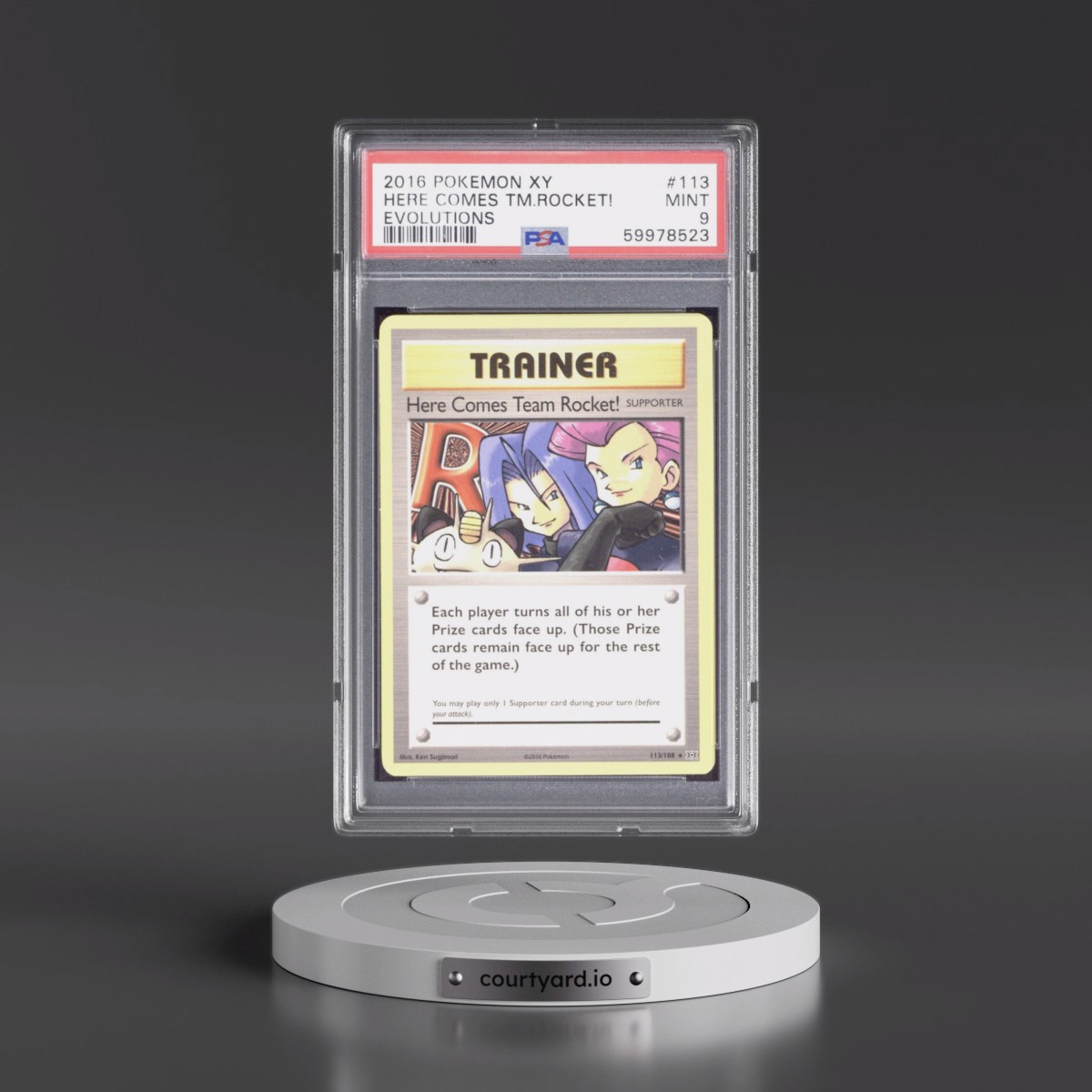 2016 Pokémon XY Evolutions #113 Here Comes Team Rocket! (PSA 9 MINT)