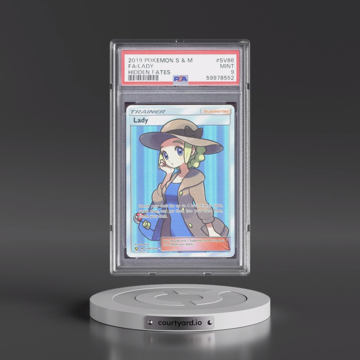 2019 Pokémon Sun & Moon Hidden Fates #SV86 Lady - Full Art (PSA 9 MINT)