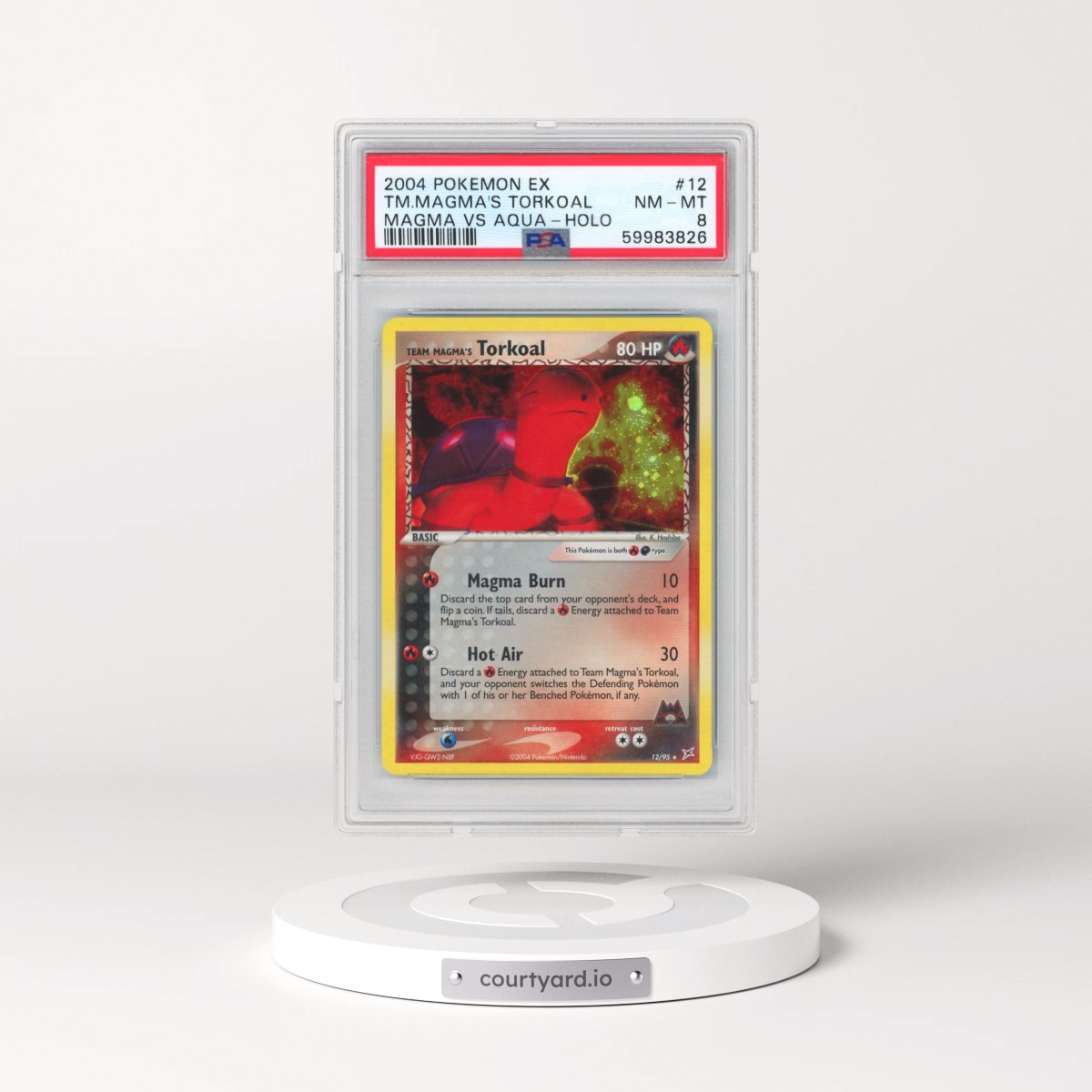 2004 Pokémon EX Team Magma VS Team Aqua #12 Team Magma's Torkoal - Holo (PSA 8 NM-MT)