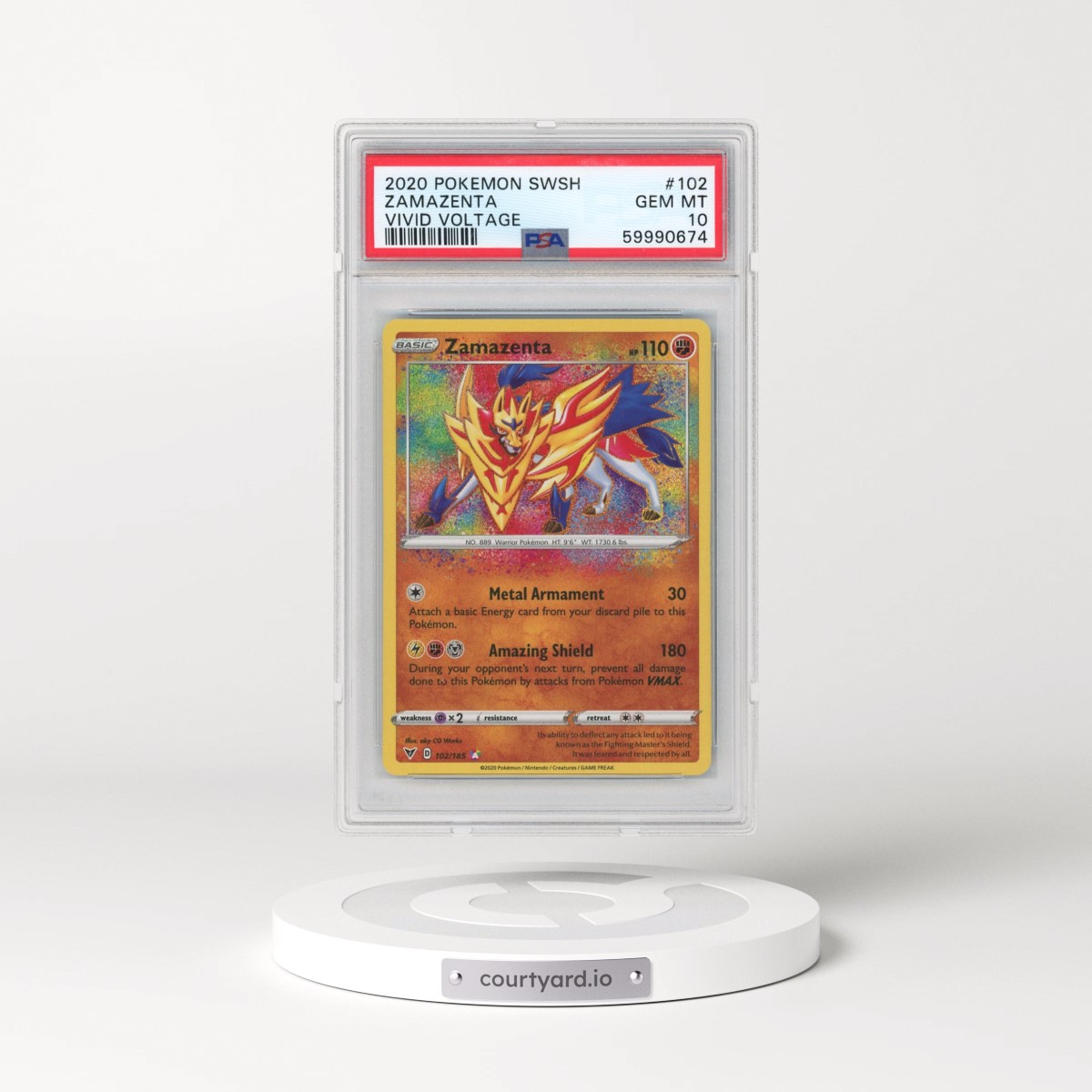 2020 Pokémon Sword & Shield Vivid Voltage #102 Zamazenta (PSA 10 GEM MINT)