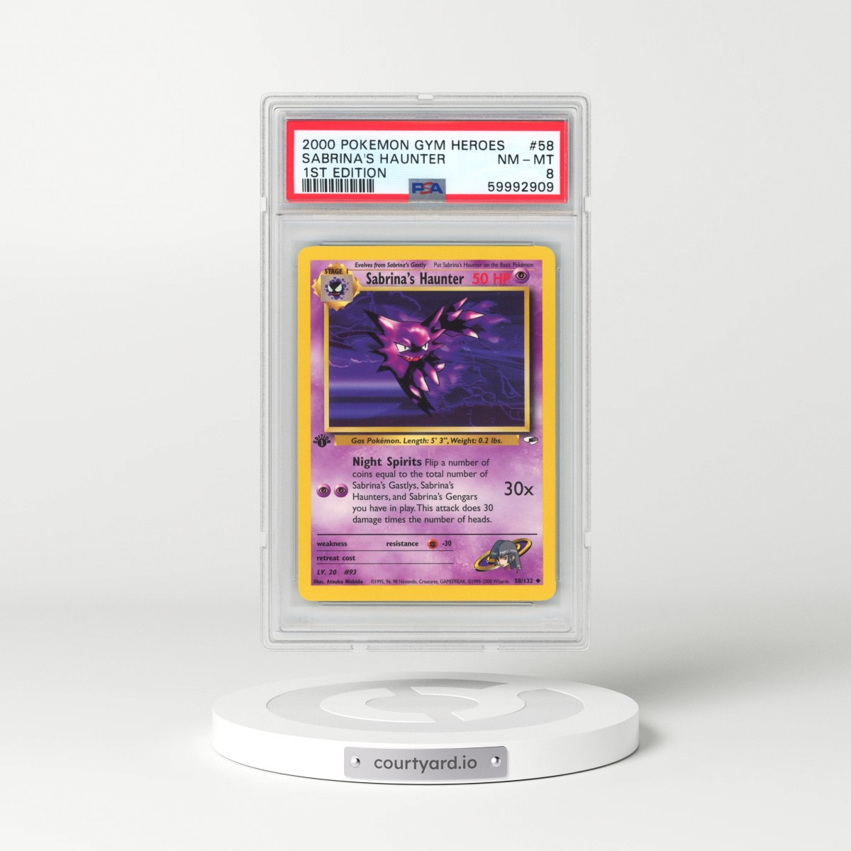2000 Pokémon Gym Heroes #58 Sabrina's Haunter - 1st Edition (PSA 8 NM-MT)