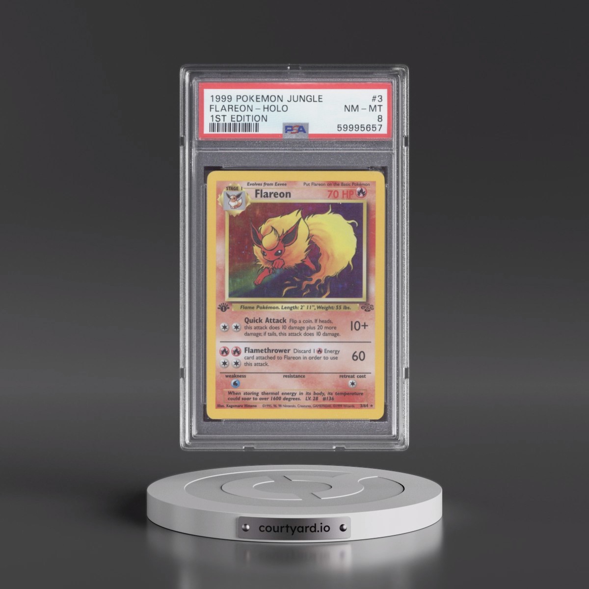 1999 Pokémon Jungle #3 Flareon - 1st Edition Holo (PSA 8 NM-MT)