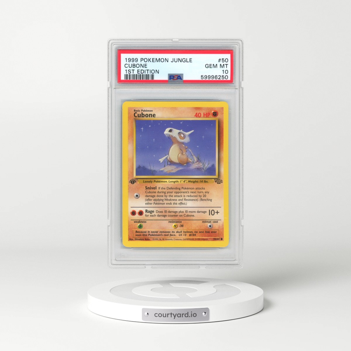 1999 Pokémon Jungle #50 Cubone - 1st Edition (PSA 10 GEM MINT)