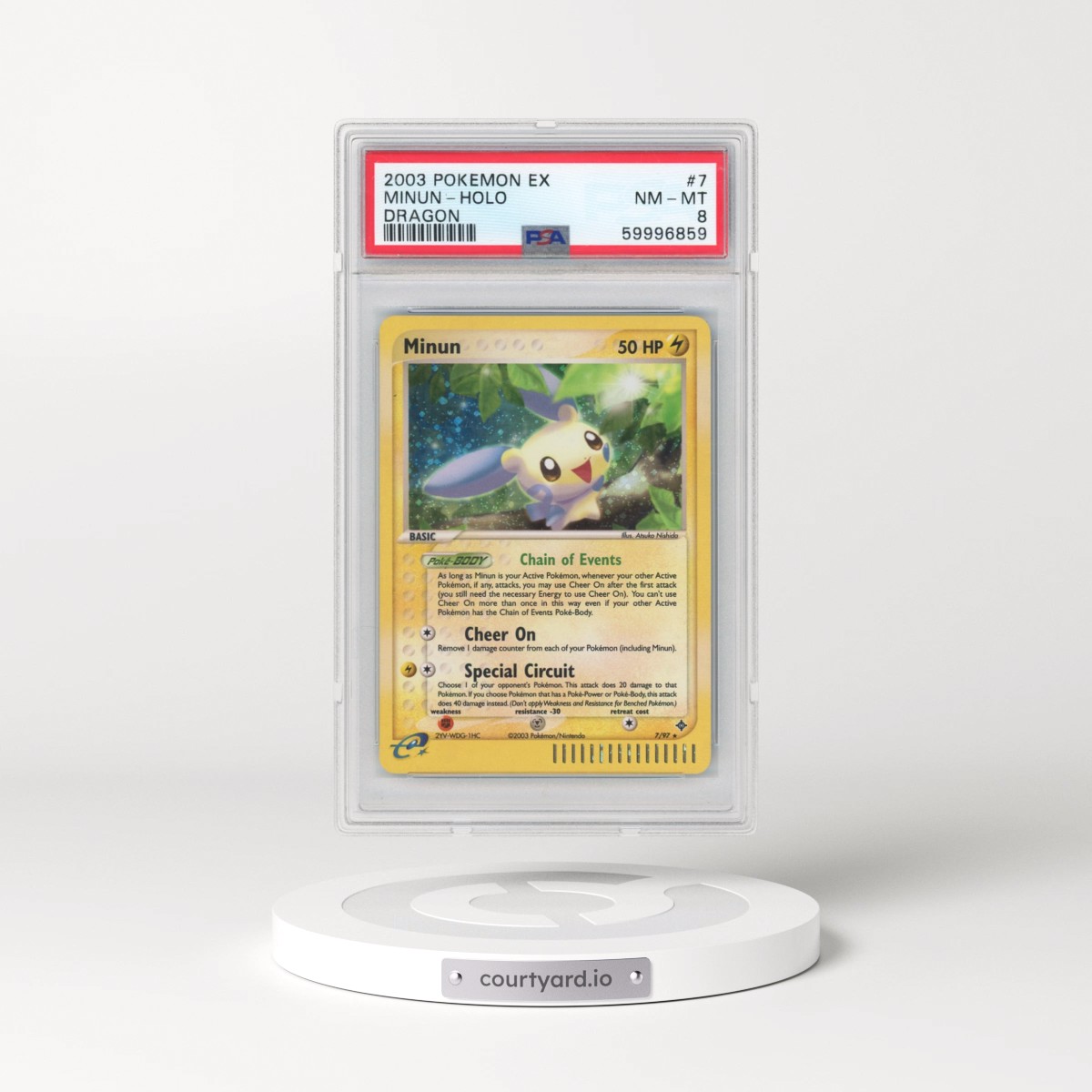 2003 Pokémon EX Dragon #7 Minun - Holo (PSA 8 NM-MT)