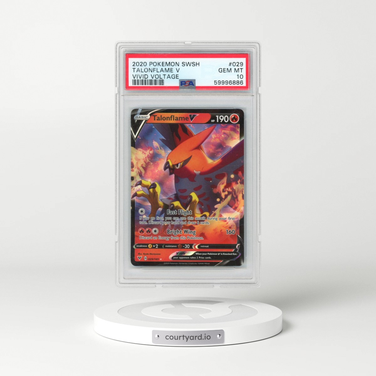 2020 Pokémon Sword & Shield Vivid Voltage #029 Talonflame V - Holo (PSA 10 GEM MINT)