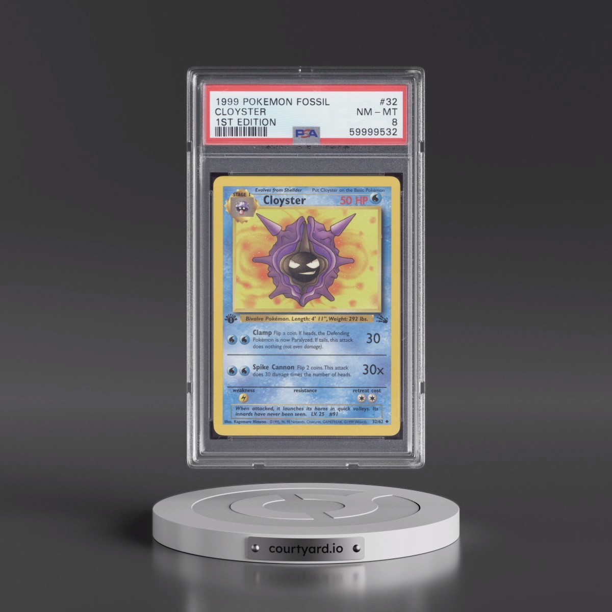1999 Pokémon Fossil Cloyster - 1st Edition #32 PSA 8
