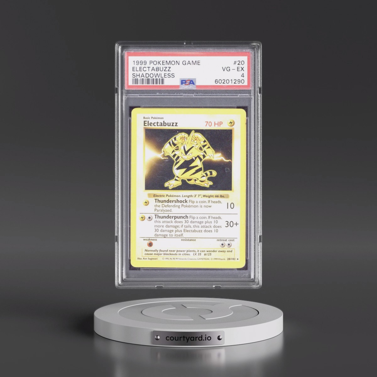 1999 Pokémon Game #20 Electabuzz - Shadowless (PSA 4 VG-EX)
