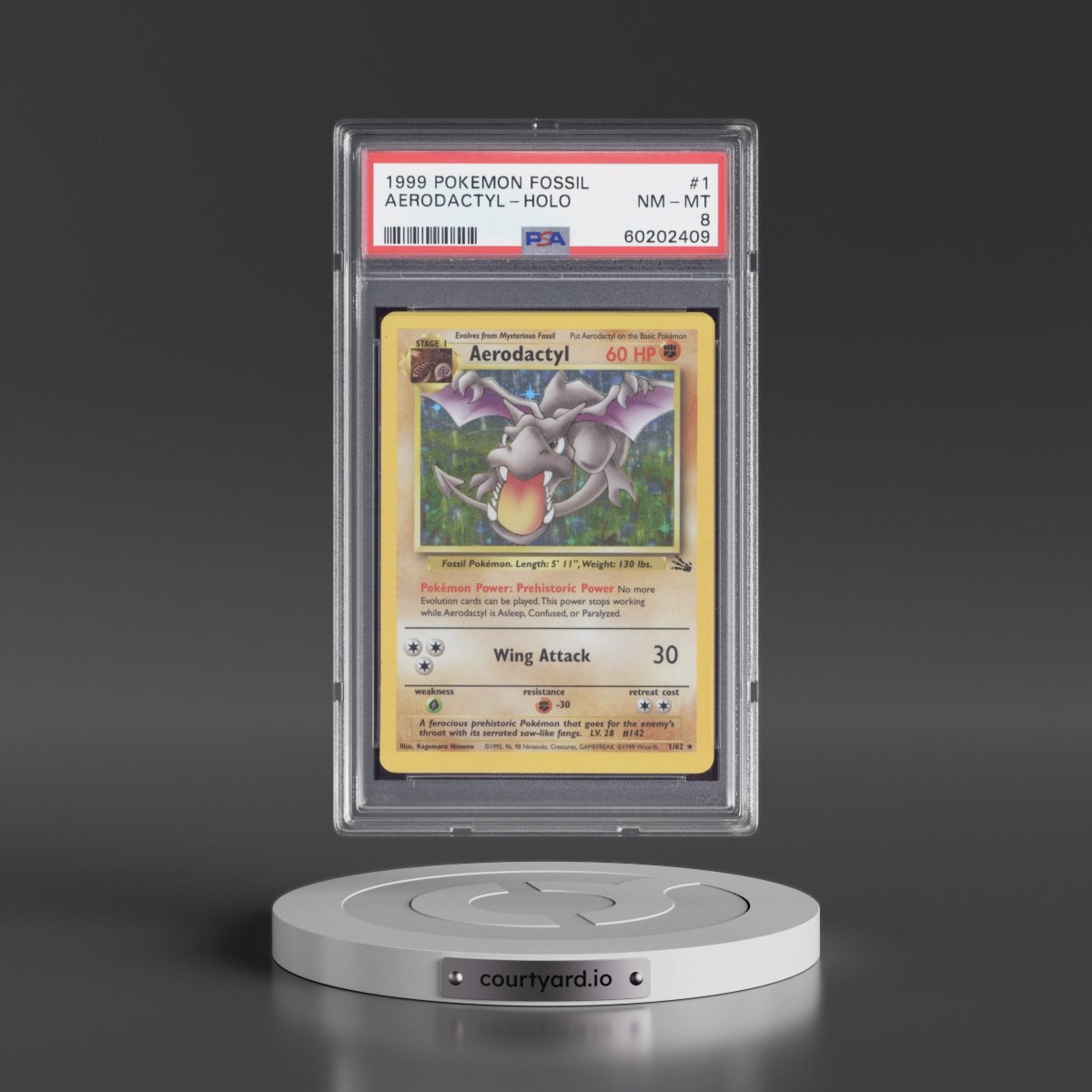 1999 Pokémon Fossil #1 Aerodactyl - Holo (PSA 8 NM-MT)