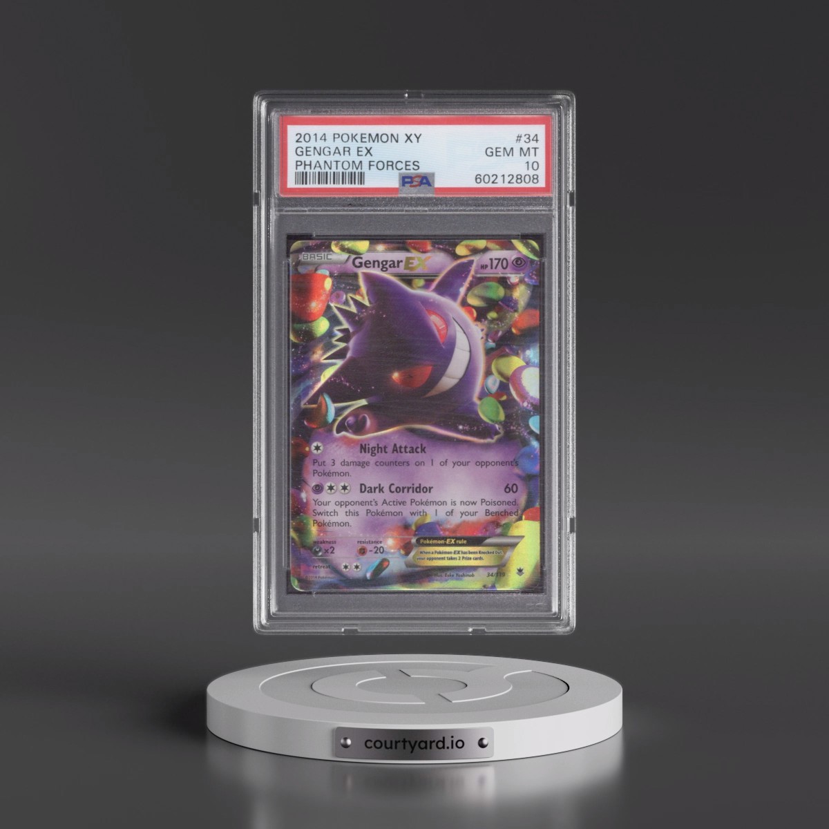 2014 Pokémon XY Phantom Forces #34 Gengar EX - Holo (PSA 10 GEM MINT)