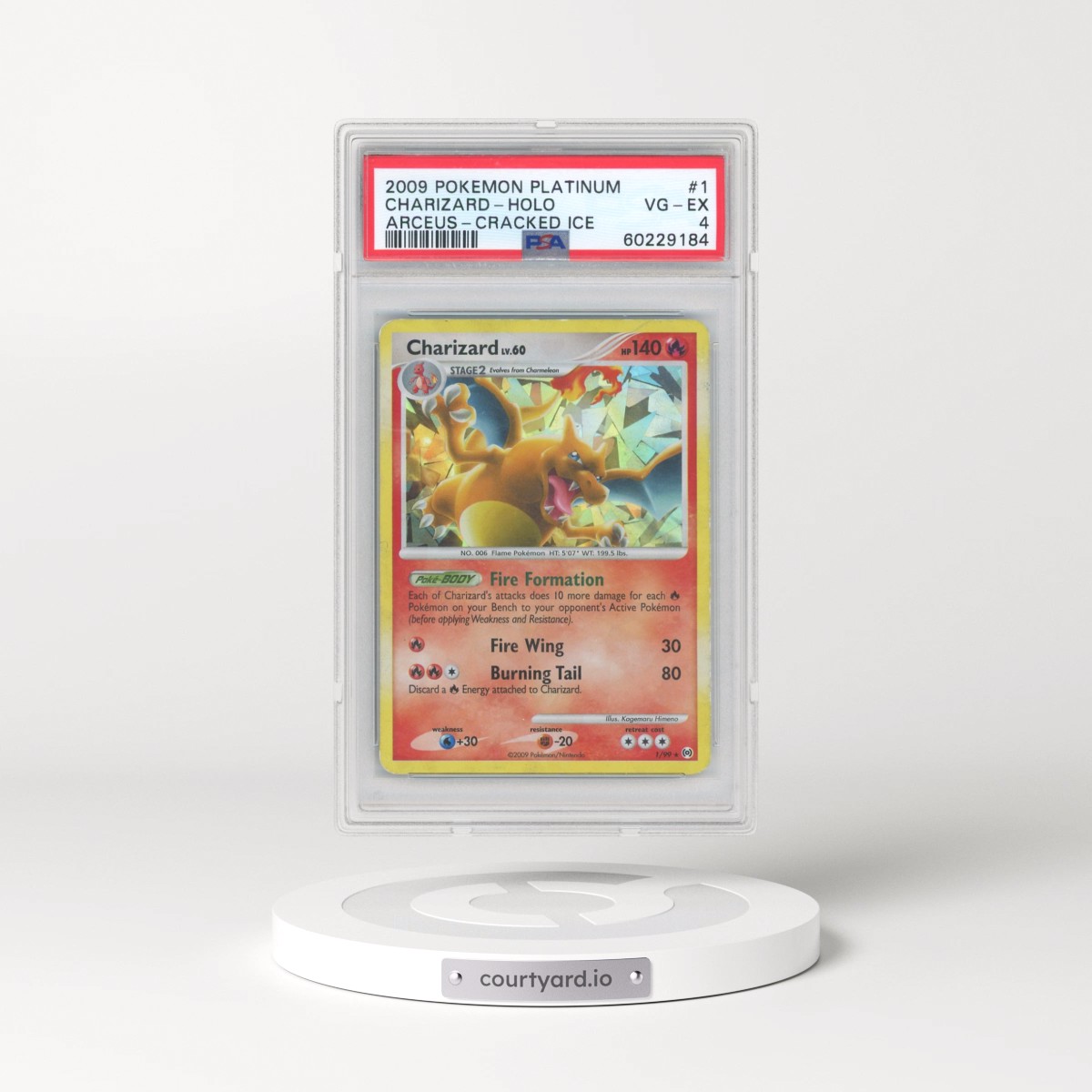 2009 Pokémon Platinum Arceus #1 Charizard - Holo Cracked Ice (PSA 4 VG-EX)