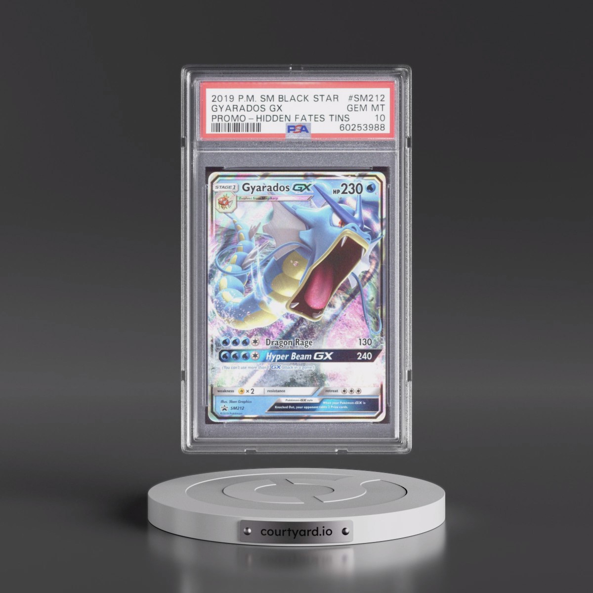 2019 Pokémon SM Black Star Promo #SM212 Gyarados GX - Holo Hidden Fates Tins (PSA 10 GEM MINT)