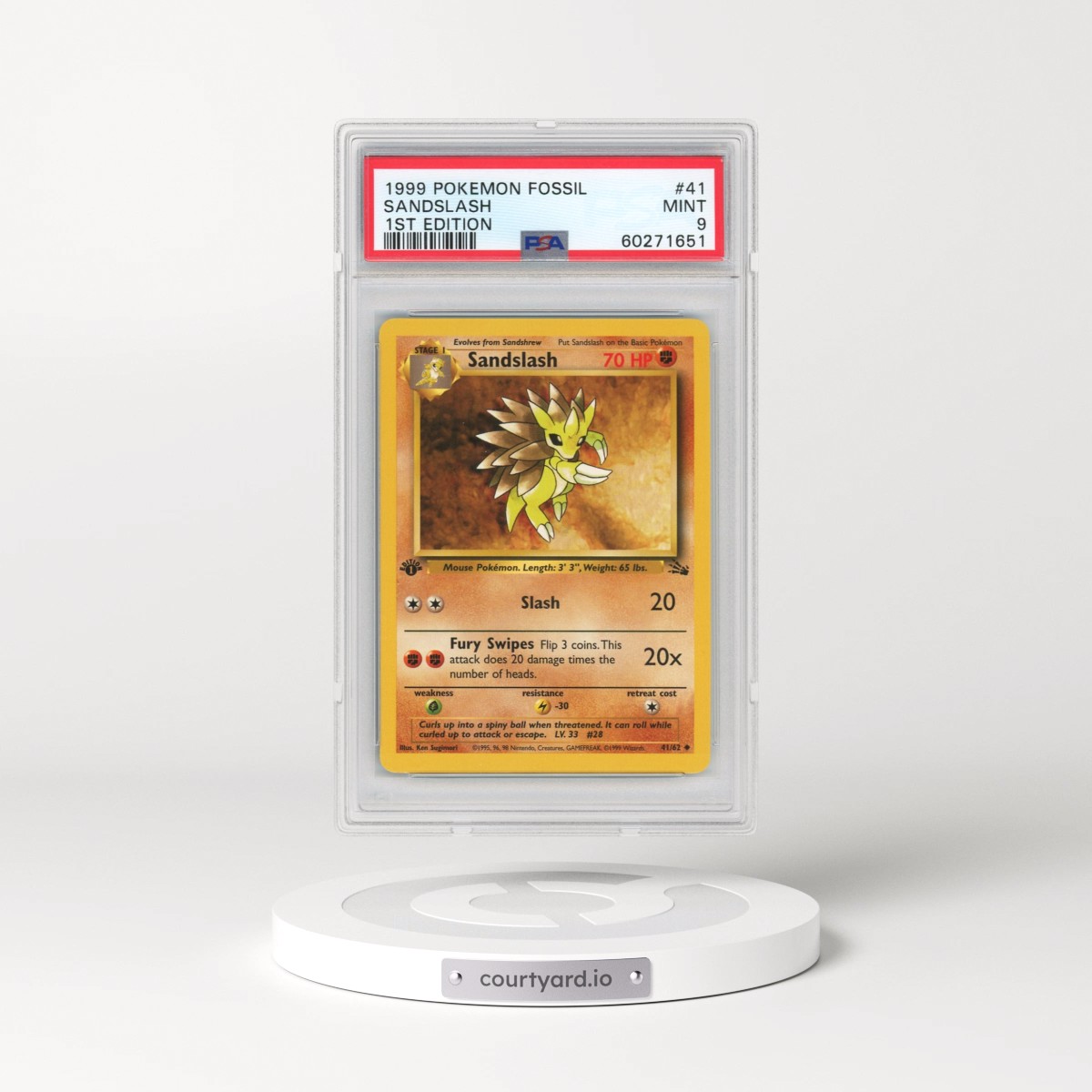 1999 Pokémon Fossil #41 Sandslash - 1st Edition (PSA 9 MINT)