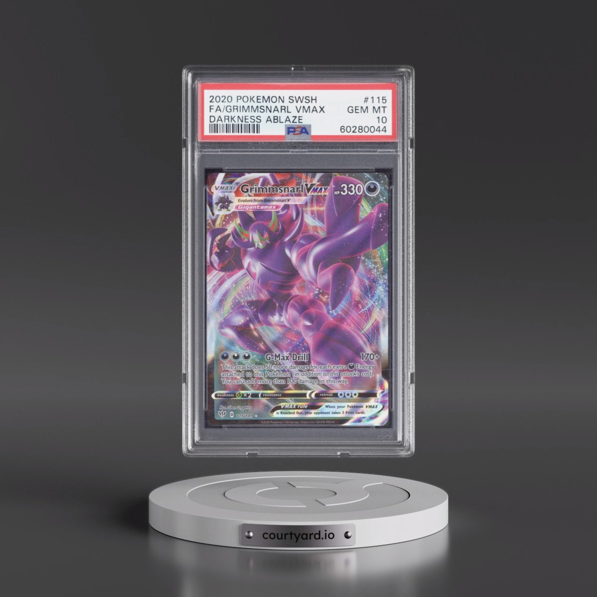 2020 Pokémon Sword & Shield Darkness Ablaze #115 Grimmsnarl Vmax - Full Art (PSA 10 GEM MINT)
