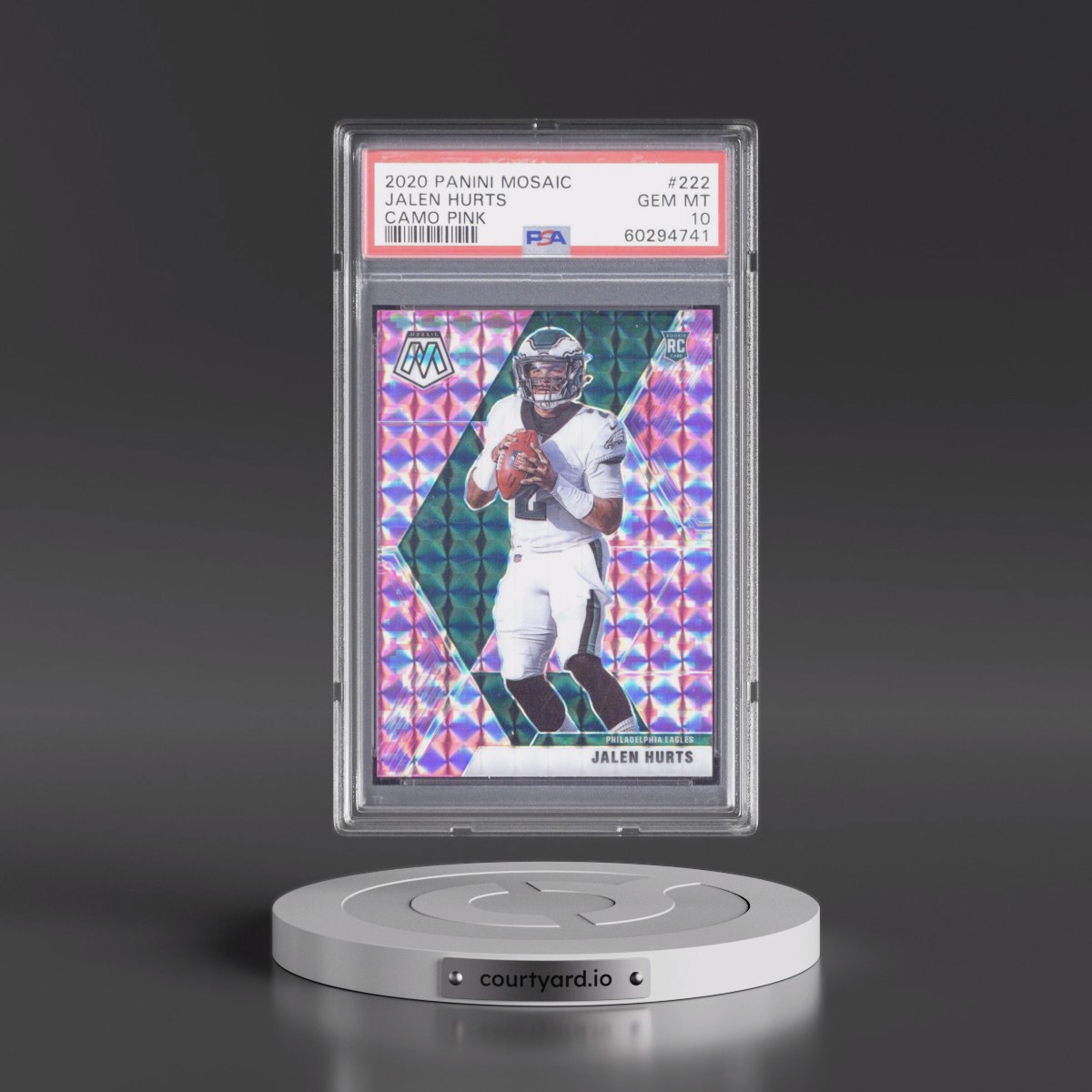 2020 Panini Mosaic #222 Jalen Hurts - Camo Pink (PSA 10 GEM MINT)