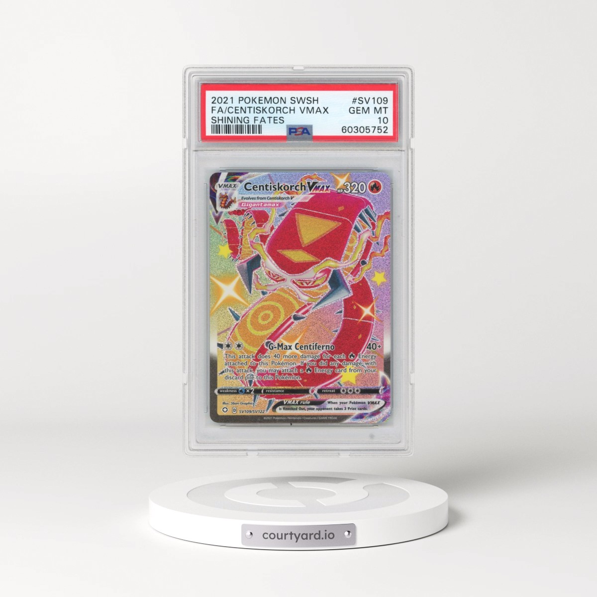 2021 Pokémon Sword & Shield Shining Fates #SV109 Centiskorch Vmax - Full Art (PSA 10 GEM MINT)