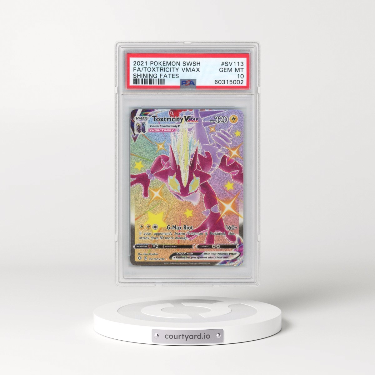 2021 Pokémon Sword & Shield Shining Fates #SV113 Toxtricity Vmax - Full Art (PSA 10 GEM MINT)