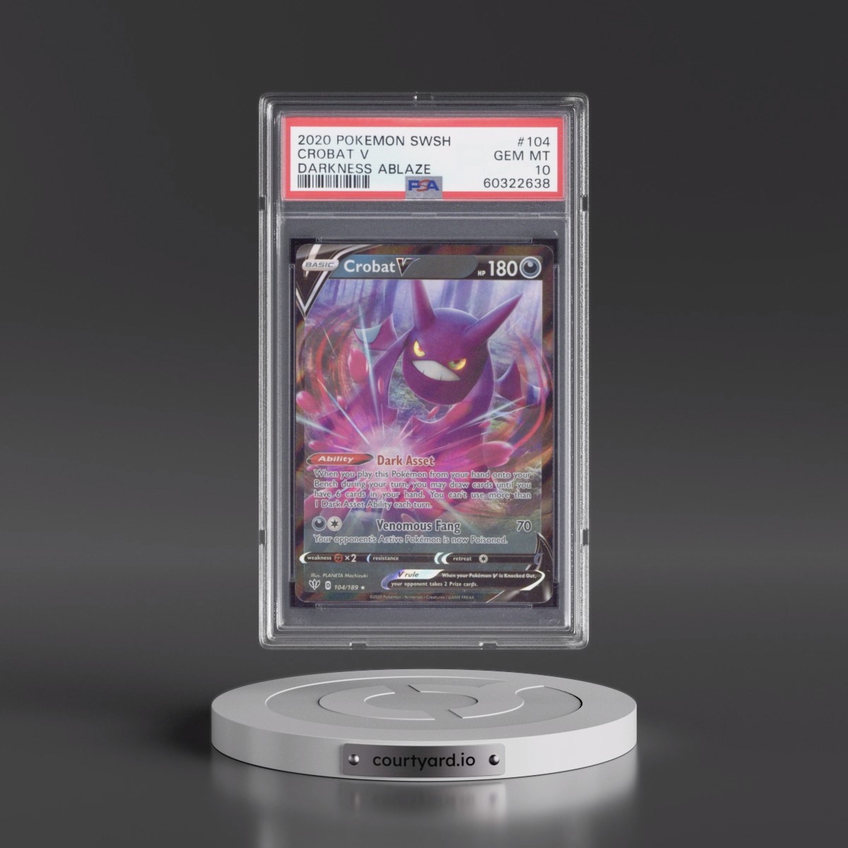 2020 Pokémon Sword & Shield Darkness Ablaze #104 Crobat V - Holo (PSA 10 GEM MINT)
