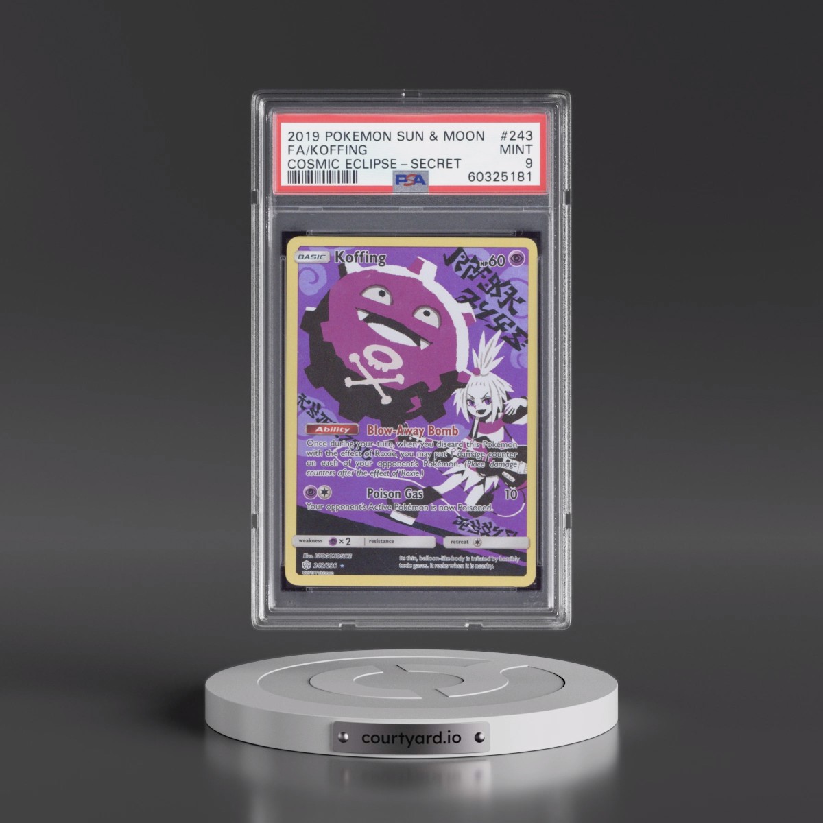 2019 Pokémon Sun & Moon Cosmic Eclipse Koffing - Full Art Secret #243 PSA 9