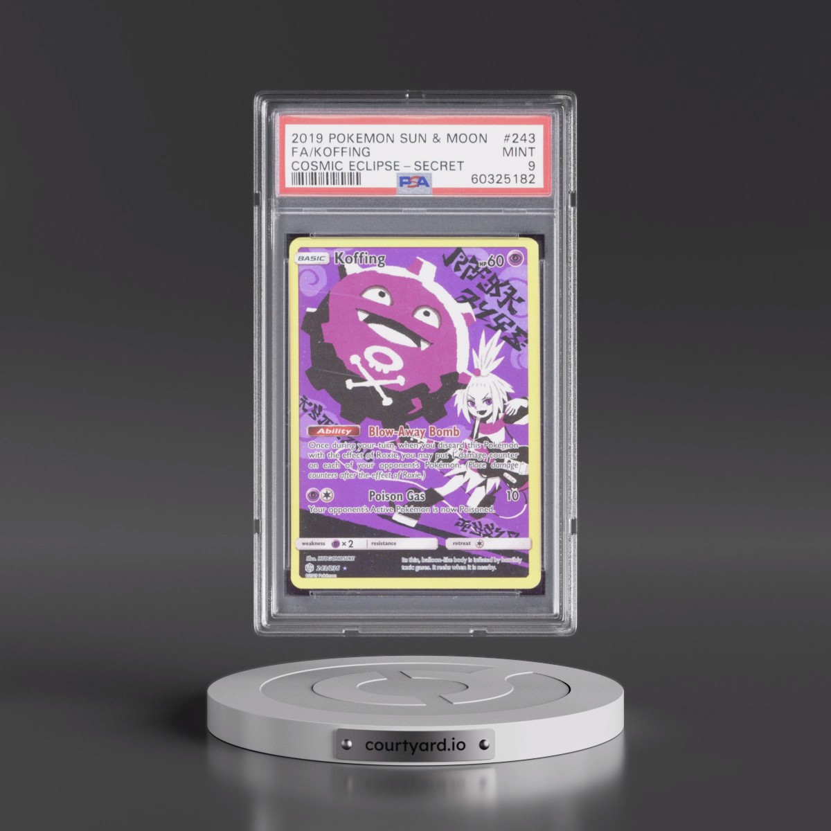 2019 Pokémon Sun & Moon Cosmic Eclipse #243 Koffing - Full Art Secret (PSA 9 MINT)
