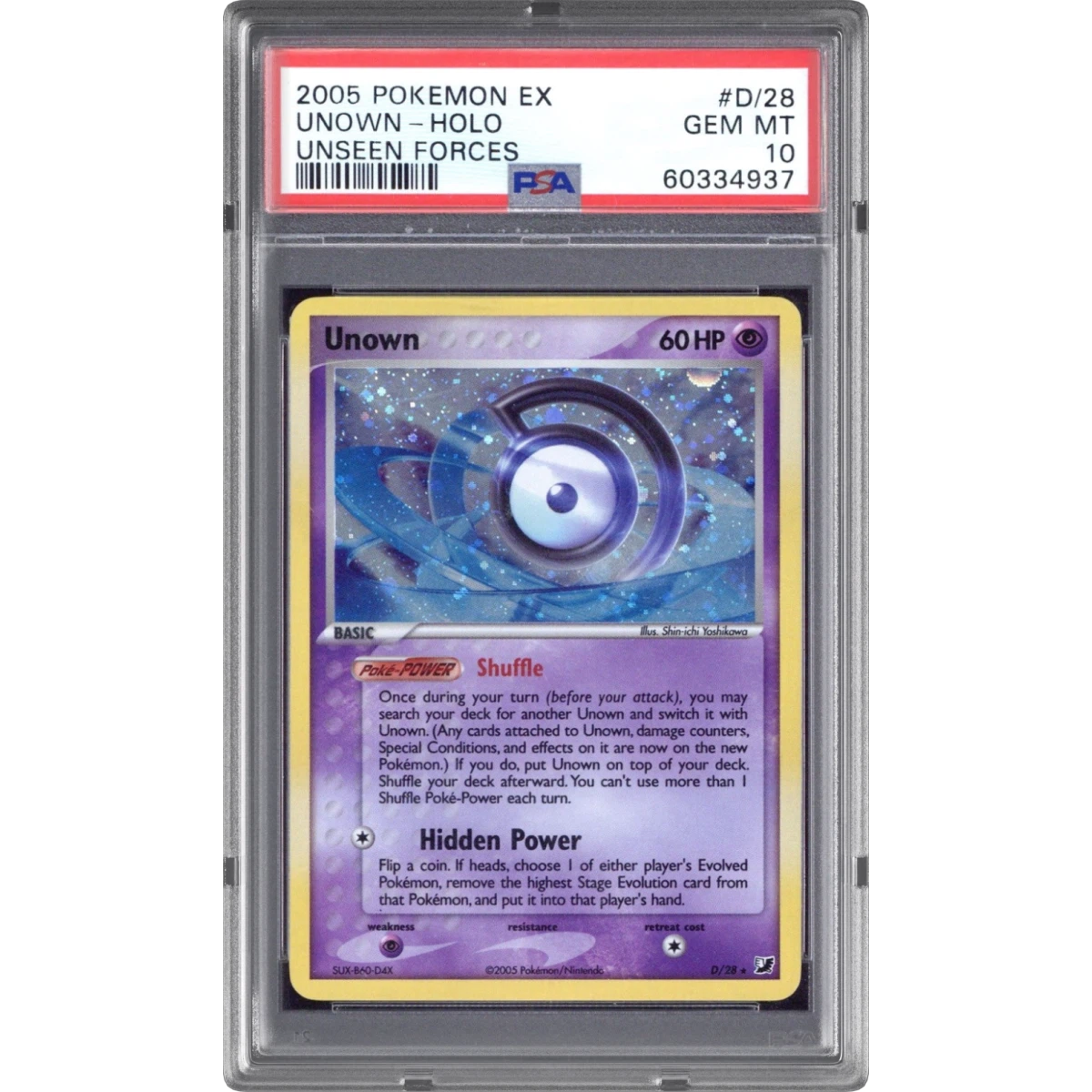 2005 Pokémon EX Unseen Forces #D/28 Unown - Holo (PSA 10 GEM MINT)