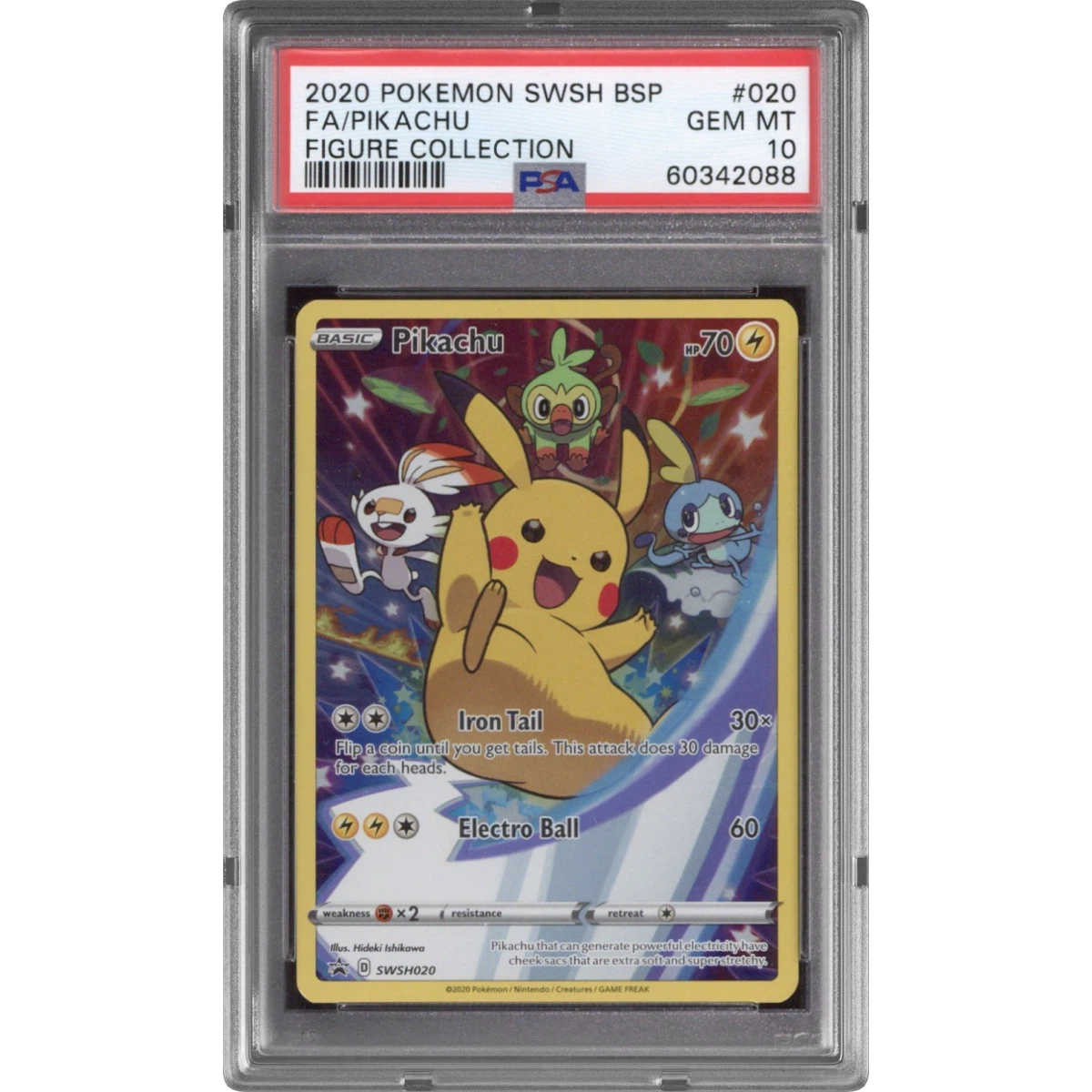 2020 Pokémon Swsh Black Star Promo #020 Pikachu - Full Art Figure Collection (PSA 10 GEM MINT)