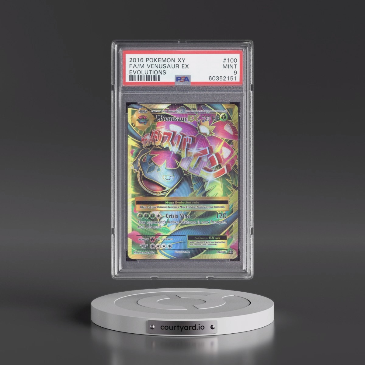 2016 Pokémon XY Evolutions M Venusaur EX - Holo Full Art #100 PSA 9