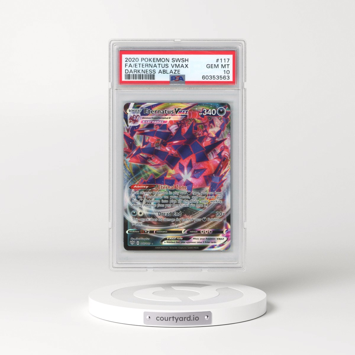 2020 Pokémon Sword & Shield Darkness Ablaze #117 Eternatus Vmax - Full Art (PSA 10 GEM MINT)