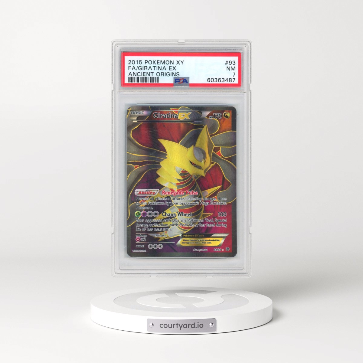 2015 Pokémon XY Ancient Origins #93 Giratina EX - Holo Full Art (PSA 7 NM)