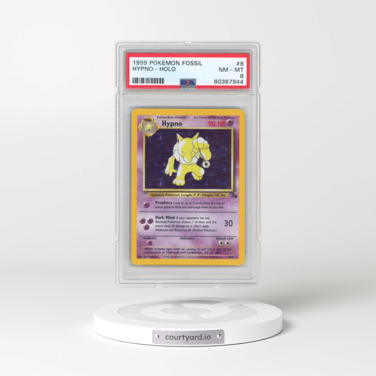 1999 Pokémon Fossil #8 Hypno - Holo (PSA 8 NM-MT)