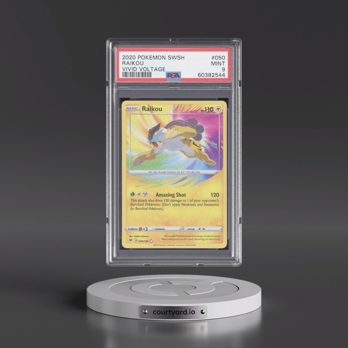 2020 Pokémon Sword & Shield Vivid Voltage #050 Raikou (PSA 9 MINT)