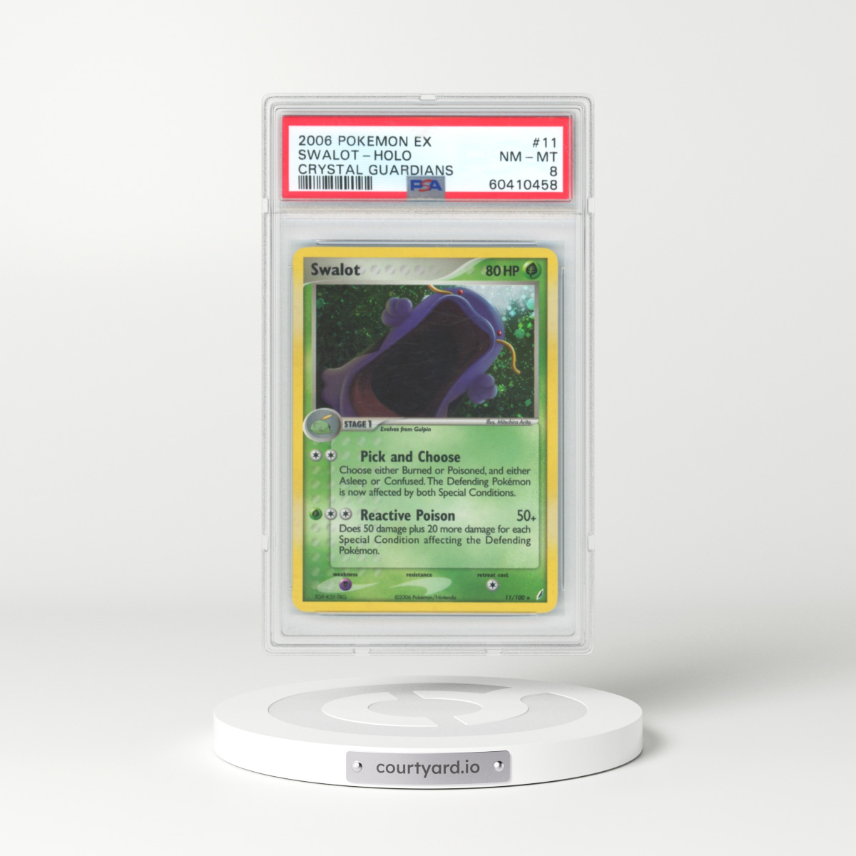 2006 Pokémon EX Crystal Guardians #11 Swalot - Holo (PSA 8 NM-MT)