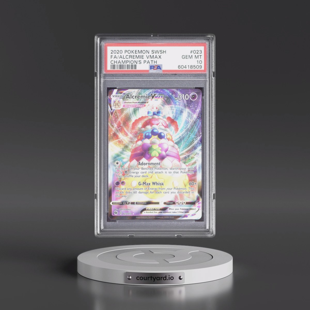 2020 Pokémon Sword & Shield Champion's Path #023 Alcremie Vmax - Full Art (PSA 10 GEM MINT)